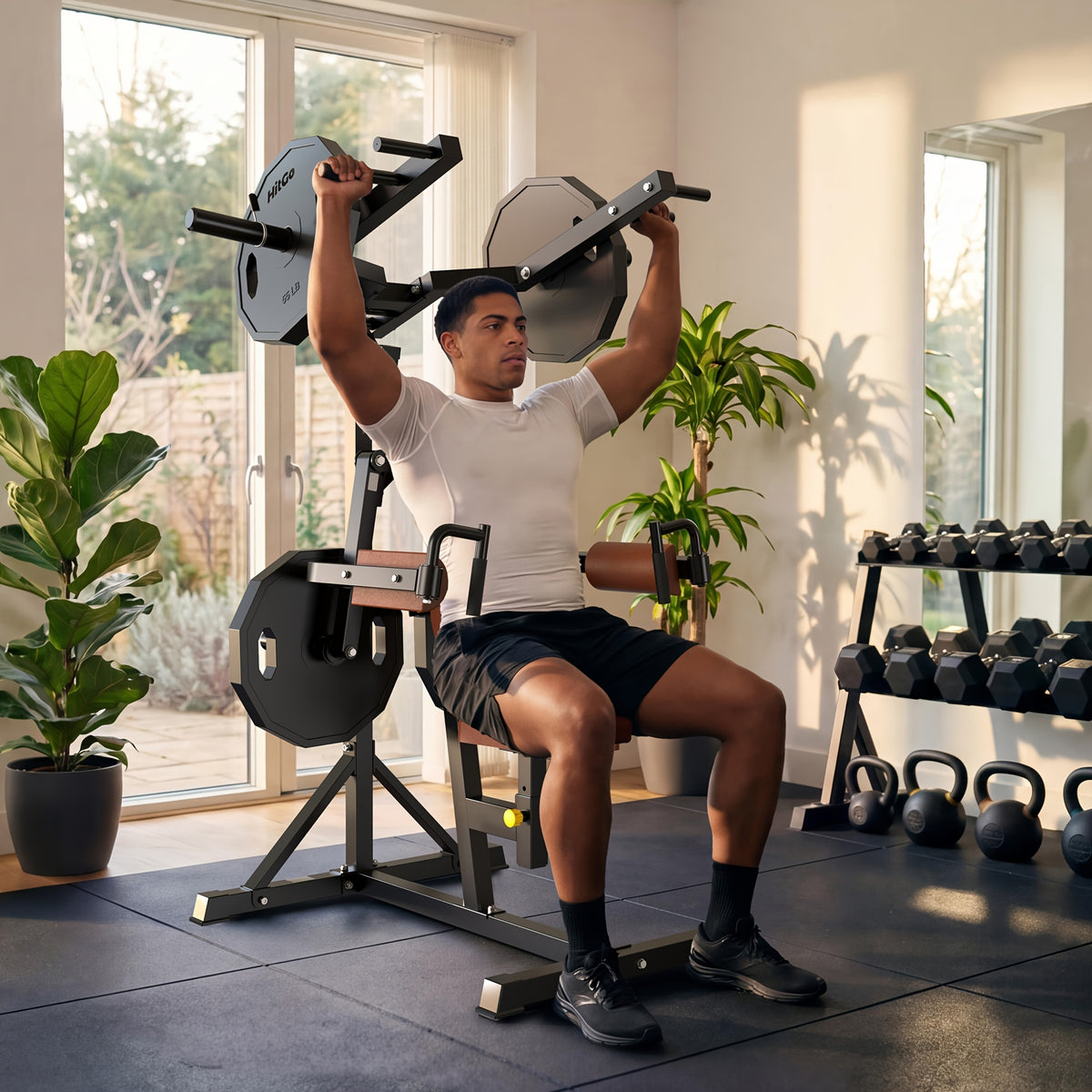 Shoulder Press Machine for Home Gym, Deltoid Strength Trainer with Adjustable Seat And Arm Handles, Heavy Duty Upper Body Workout Equipment