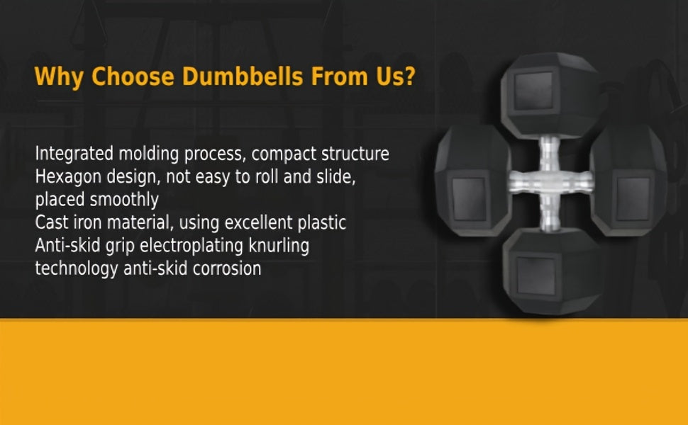 2pcs 60lb/65lb/70lb/75lb/80lb/85lb Dumbbell, Rubber-Coated Cast Iron Hex Shape, Perfect for Weightlifting & Strength Training