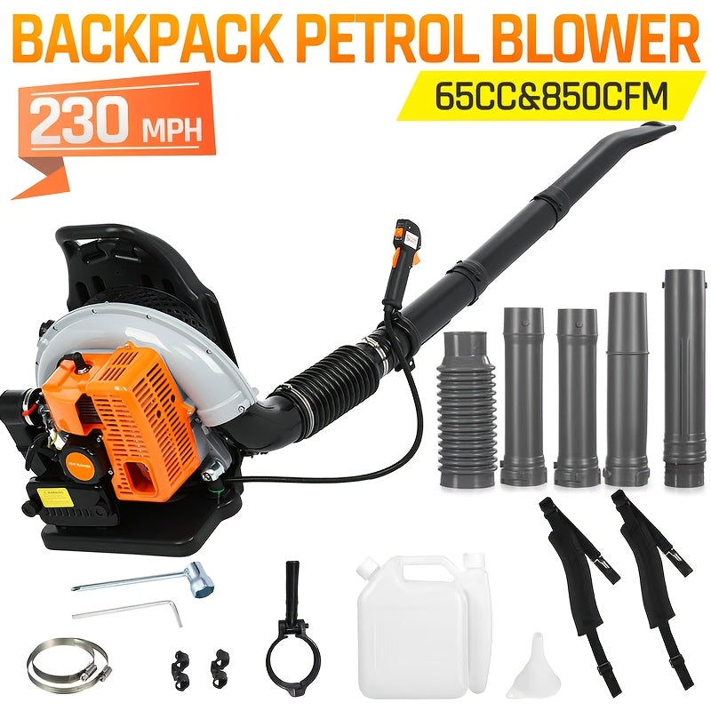 63Cc 665 CFM 338km/h Backpack Blower, Gas Snow Blower, 2-Cycle Gas Leaf Blower, Ergonomically Designed, with Cruise Control, Commercial-Grade Gas-Powered BackpackBlower, Suitable for Lawn Care, Garden AndYard Cleaning, Snow Removal, Father's Day Gift