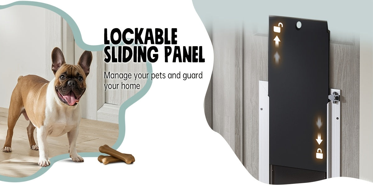 Extra Large Dog Door For Door All Aluminum Alloy 3 Flaps White, Heavy Duty XL Dog Door For Dogs, Large Pet Door, With Insulation Flap And Lockable Closing Panel, Durable Rust Resistant, For Pet Up To 220lbs
