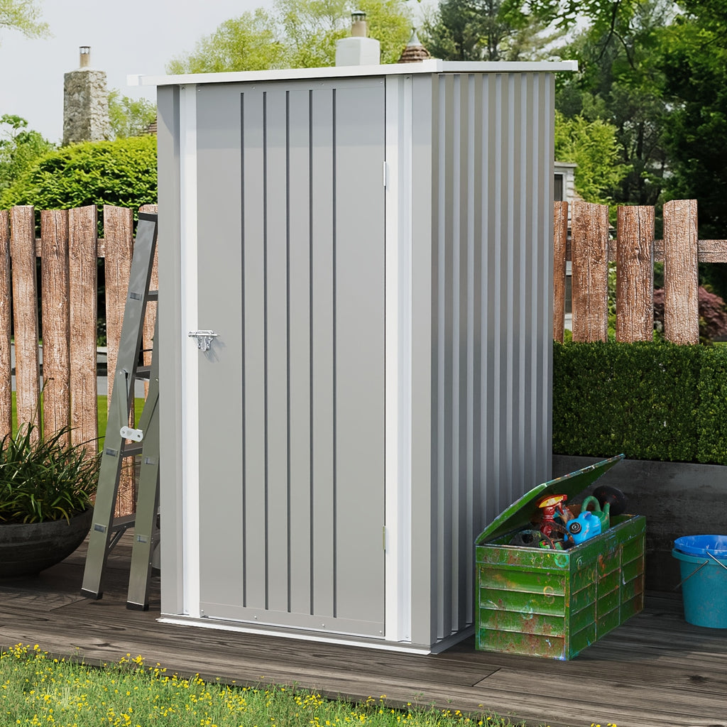 GUNJI 3X3ft Garden Shed Outdoor Storage Shed Metal Shed with Lockable Doors & Slooping Roof Tool Shed Bike Shed for Backyard, Patio, Poolside