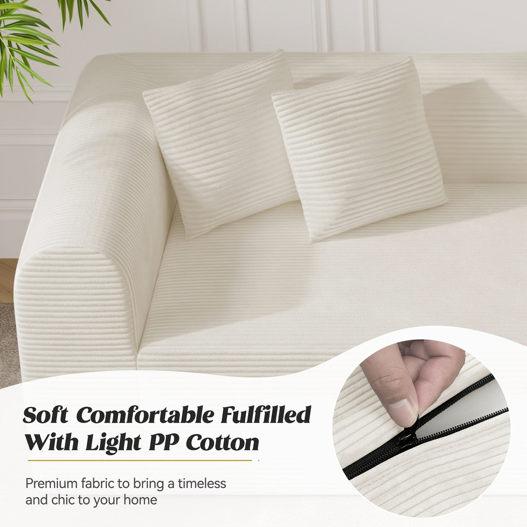 116" Curved Sofa with Throw Pillows, 4-Seater Luxury Chenille Fabric with Fully Assembled Long Lounge Sofa, Living Room Curved Sectional Sofa Chaise Lounge