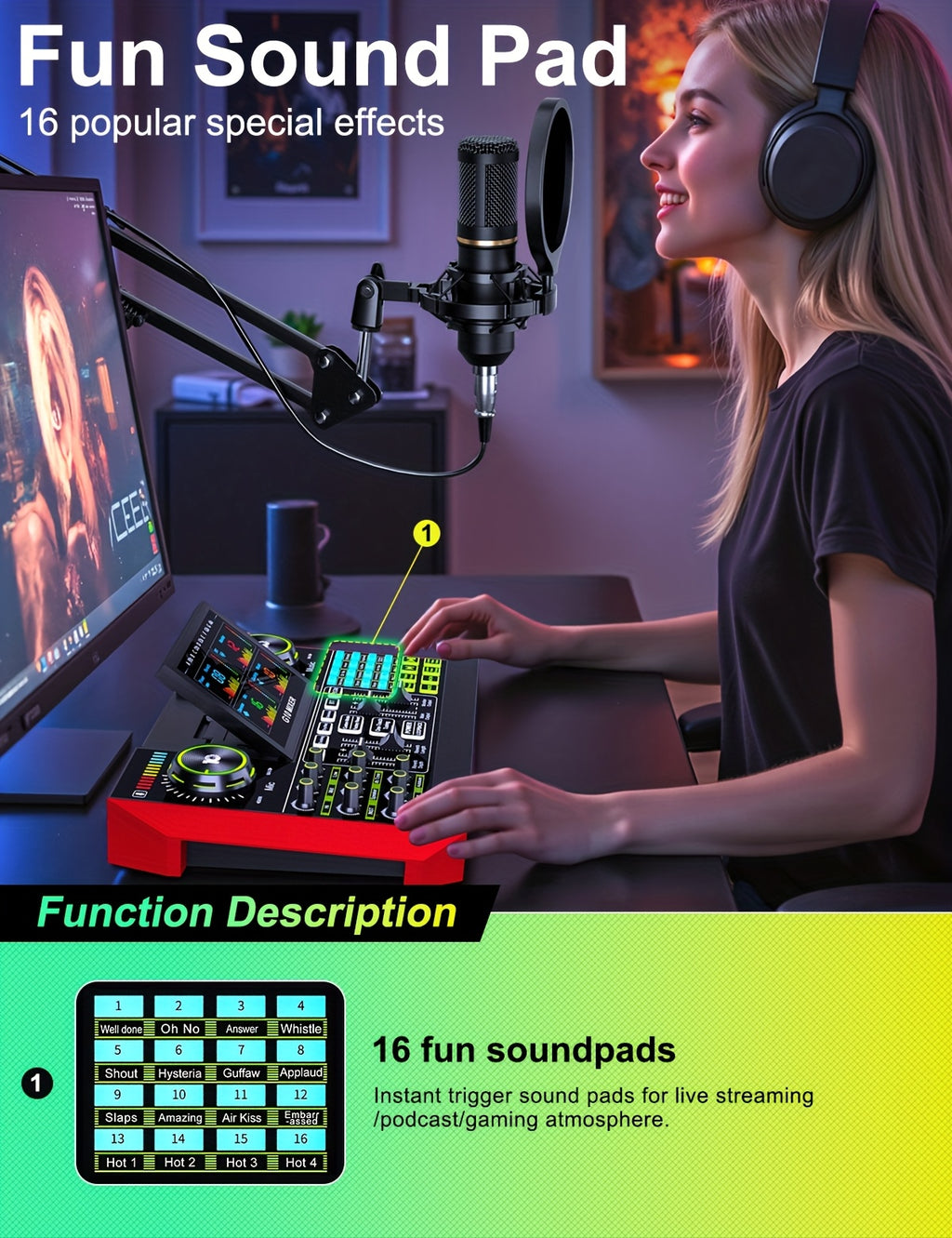 Tenlamp G10 BM800 Mic Mixer Set Podcast Influencer KOL Singing Gaming DJ Mixing Station Controller Equipment Studio Professional Recording Electronic Music Mixer Power Karaoke Machine Available Dynamic Condenser Wired Microphone Portable Microfono