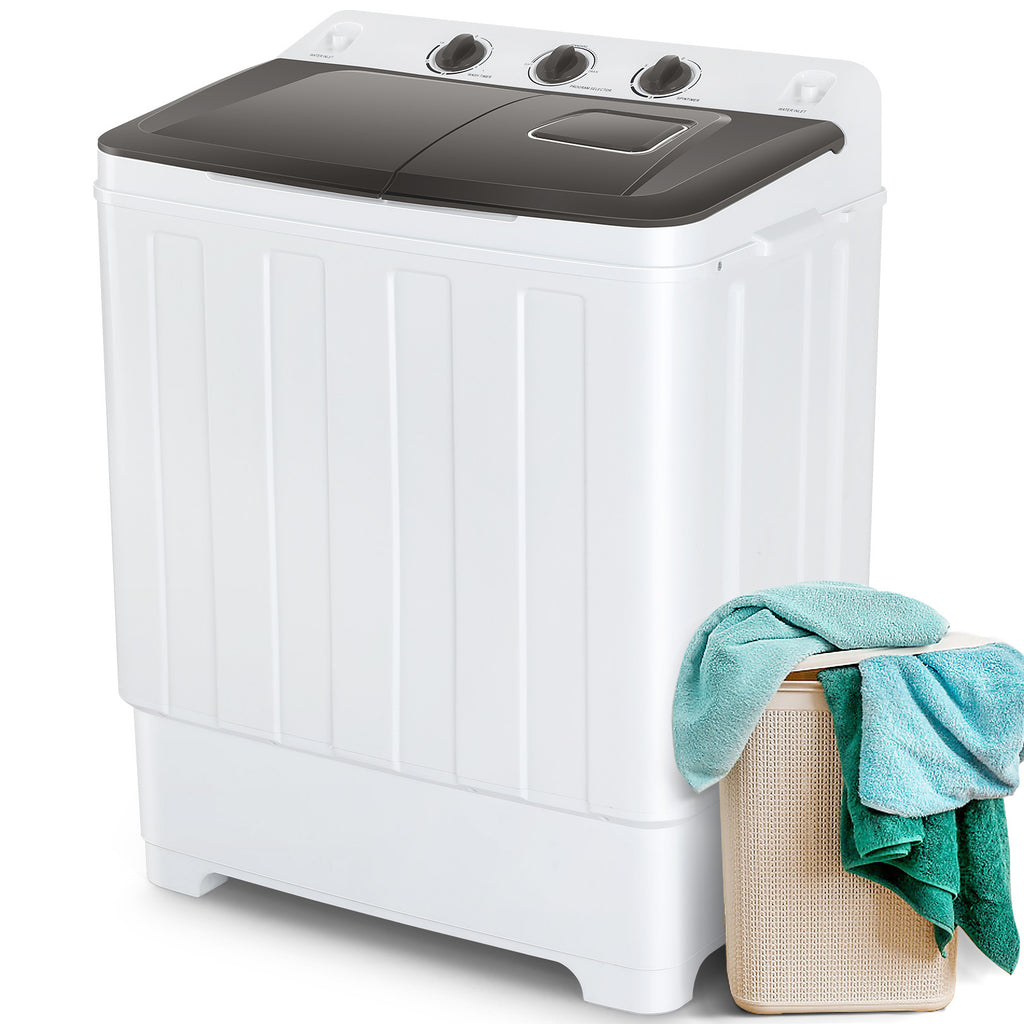 30lbs Portable Washer, Twin Tub Washer and Dryer Combo Laundry Washing Machine, Semi-Auto Washer Machine with Wash & Dehydration, 19Lbs Washer 11Lbs Spinner Laundry Appliances for Home, Apartment, Dorms, RV, Ship Cabins, Offices, Bathroom, Balcony