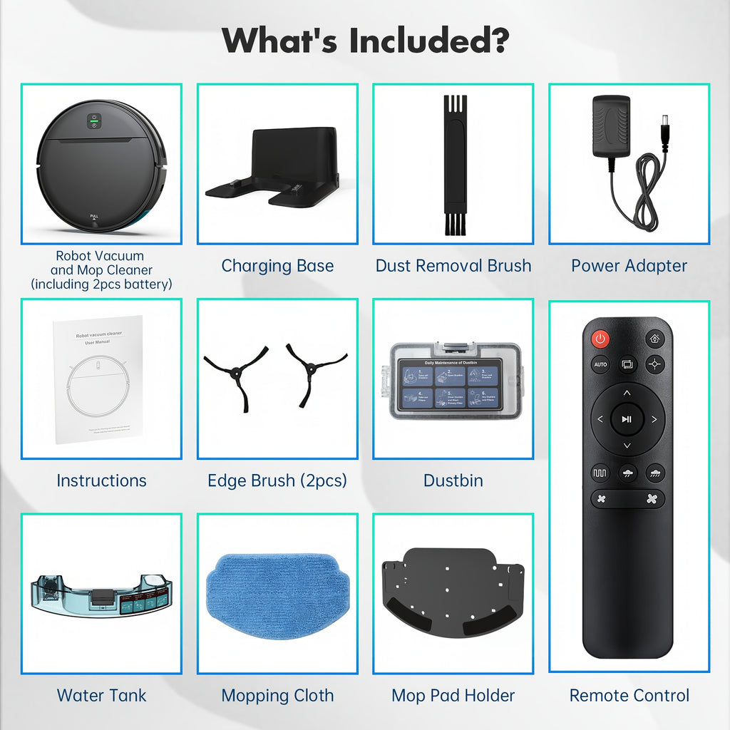 MAMNV 3-In-1 Intelligent Robot 5000Pa Vacuum Cleaner, Automatic Charging Fixed-Point Sweeper, Voice, App Control And Wet Suction Mopping of Water Tank Dust Box, Used for Smart Home Cleaning, Birthday And New Year Gifts