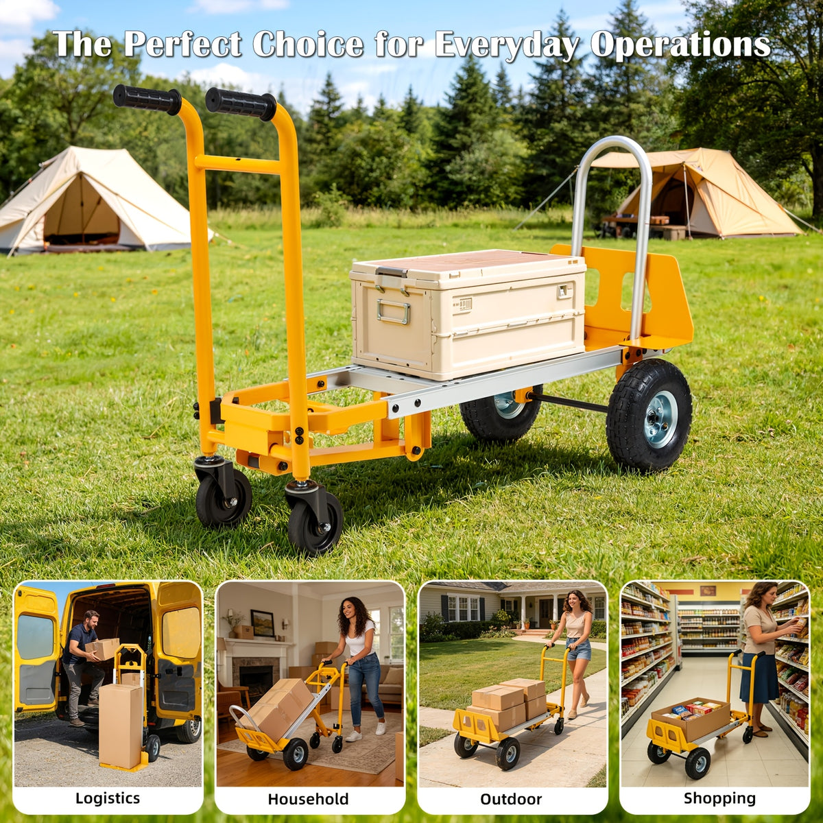 [Heavy Duty Folding Truck] Danrelax 4-In-1 Heavy Duty Folding Hand Truck 1000 Lbs Capacity, Convertible Cart And Platform Dolly, Lightweight Heavy Duty Moving Truck for Warehouse, Garage, Travel, Delivery