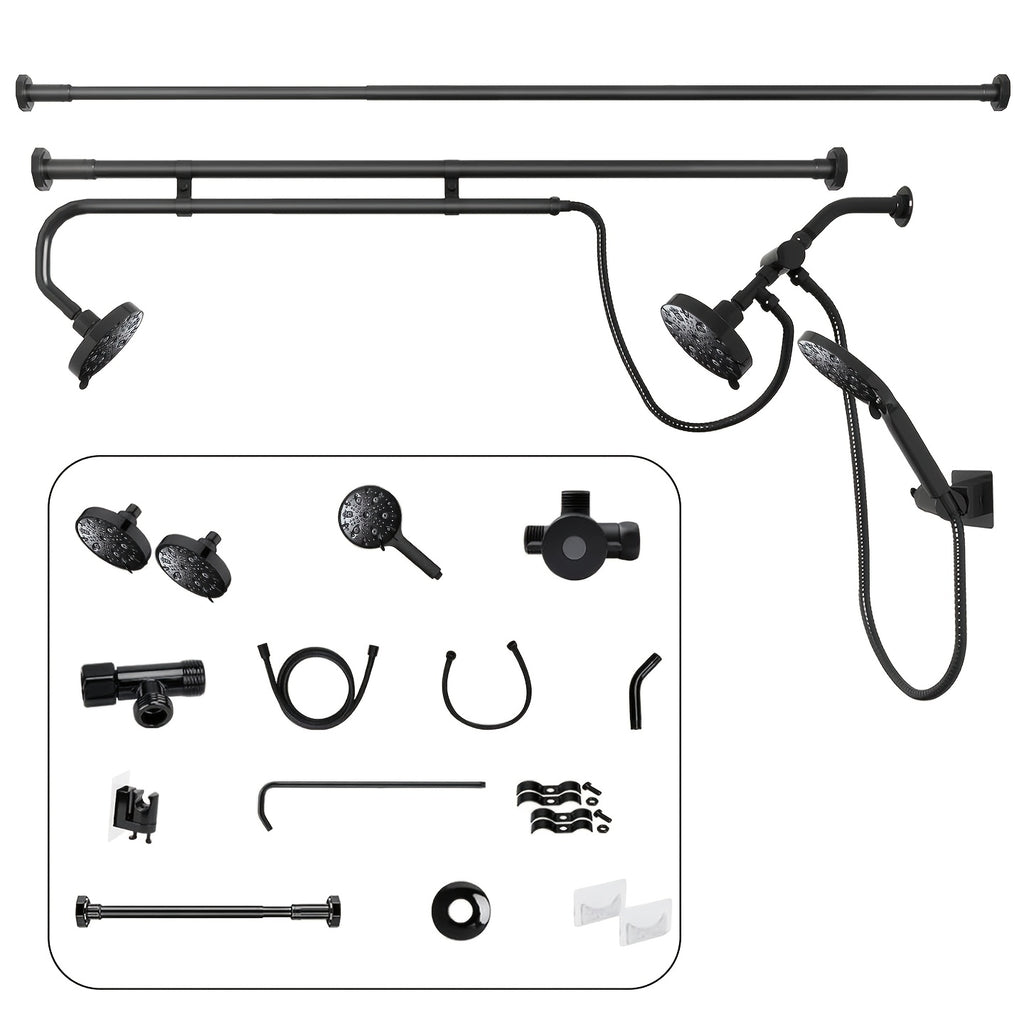 [Tandem Shower System] Dual Shower Heads for Couples - Tandem Shower System with Handheld Head, Triple Shower Head for Two People, High Pressure Adjustable Double and Handheld Shower Heads