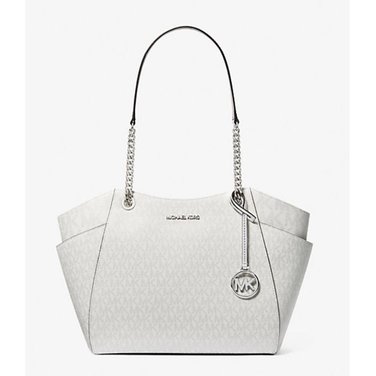 Michael Kors Jet Set Large Logo Shoulder Bag Silver 35F4STVE3V-silver