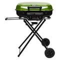Portable 2-Burner Camping Propane Gas Grill, Enameled Foldable BBQ with Griddle for Outdoor Cooking, Green