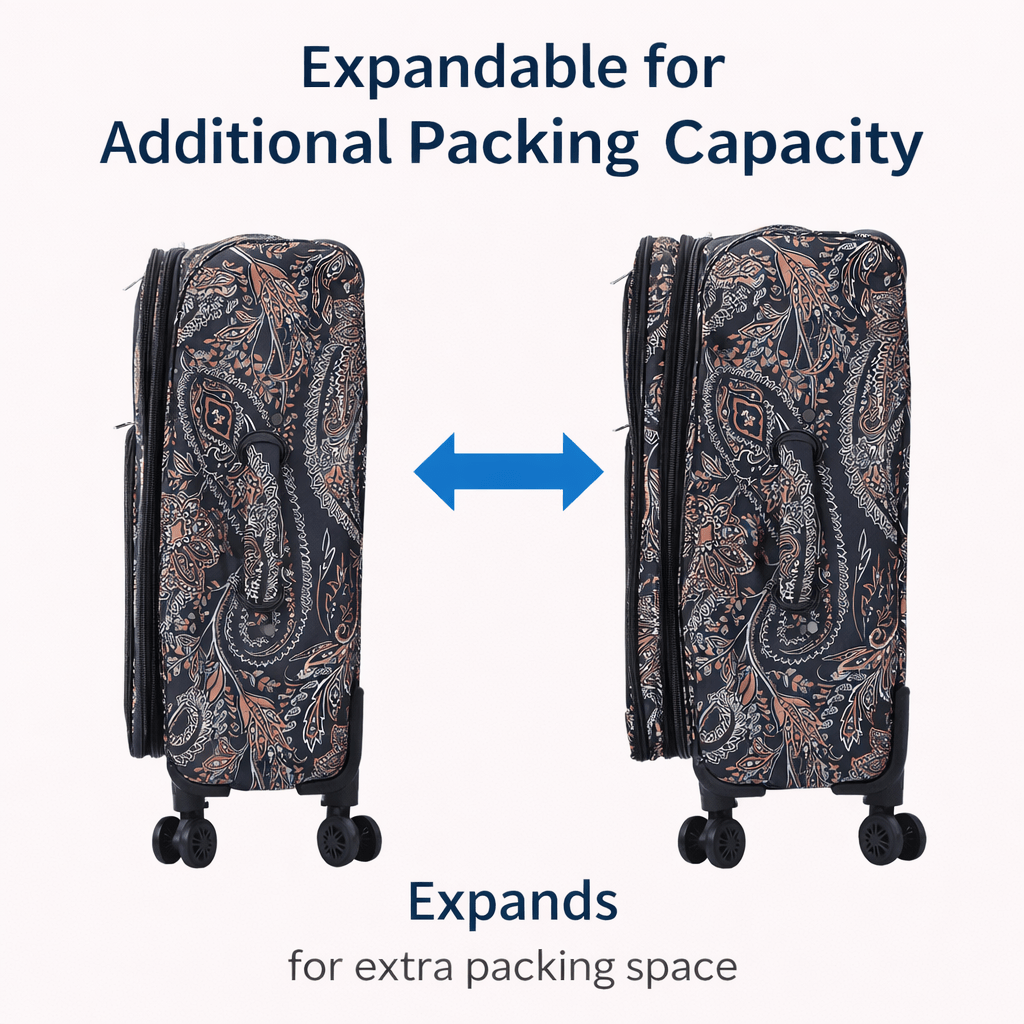 4-Piece Softside Spinner Luggage Set (20+24+28+32 inch) Lightweight Travel Suitcases with 360° Wheels, Telescopic Handle, Multi Pocket Design