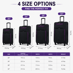 4-Piece Softside Expandable Luggage Set with Spinner Wheels, Lightweight Travel Suitcases with Telescopic Handle, Nested Storage Design