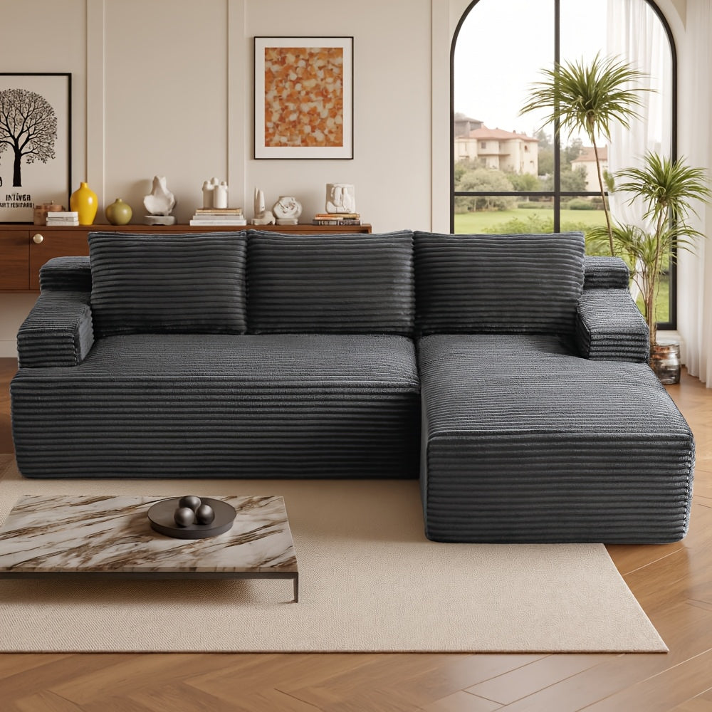 KOPSEE 96" Sectional Sofas for Living Room Cloud Couch Sofa with L-Shape Upholstered Boneless Couches Modern Modular Sectional Sofa with Chaise