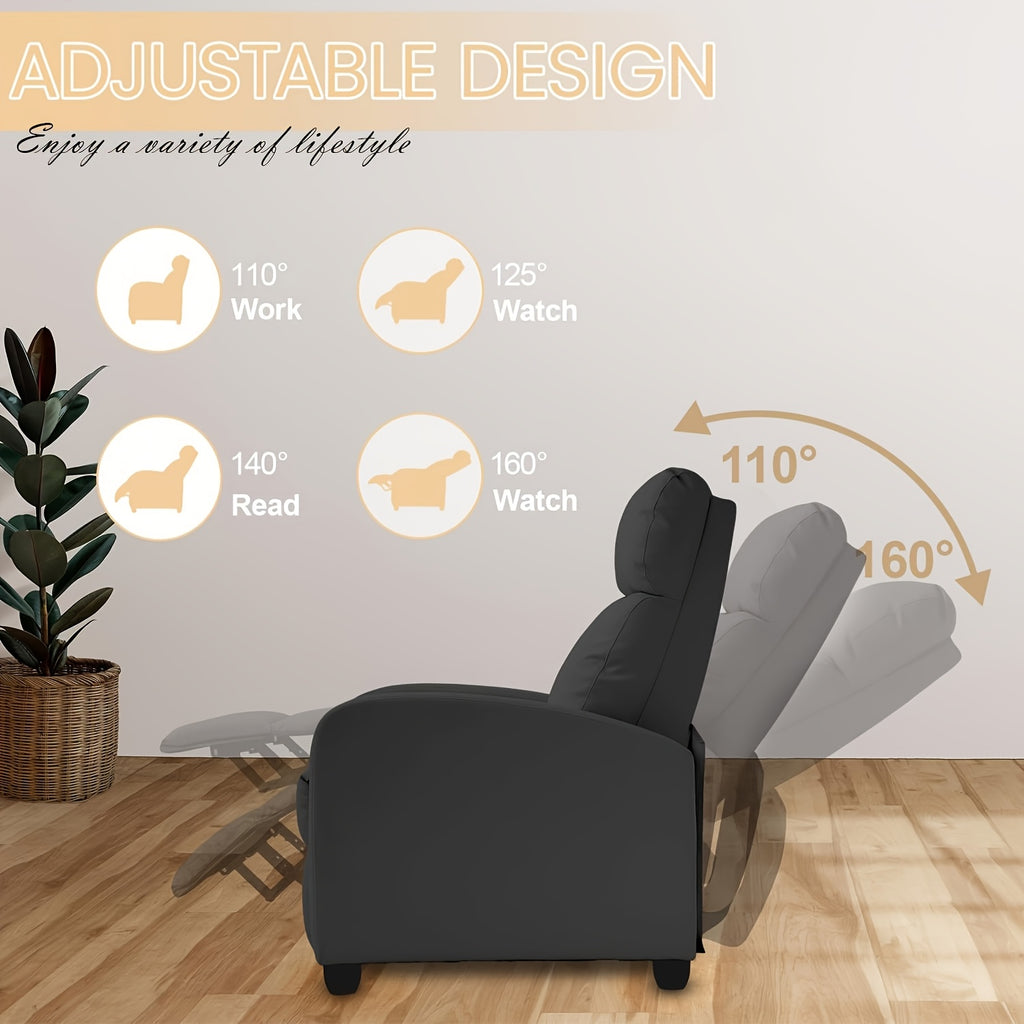 Recliner Chair Breathable Padded PU Leather Massage Single Sofa Recliners For Small Recliner Chair With Footrest Home Theater Seating For Bedroom Living Room