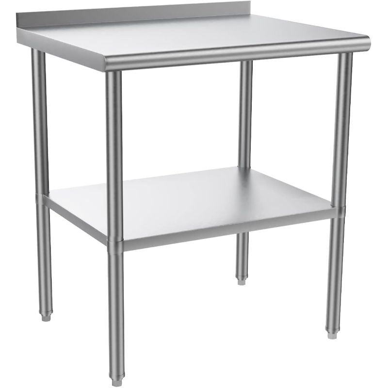 Stainless steel ready-made workbench, commercial heavy-duty workbench and workstation, suitable for metal dining tables in kitchens, restaurants, homes and hotels, with adjustable base frame and waterproof board