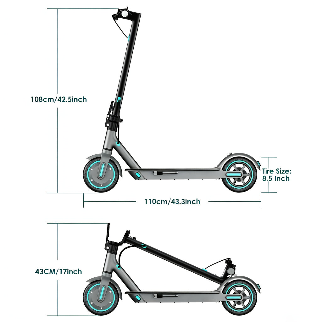 Foldable Adult Electric Scooter, 350W Motor, 8.5 Inch Solid Tires, 15-20 Miles Long Range, Dual Braking LED Display Commuter E Scooter