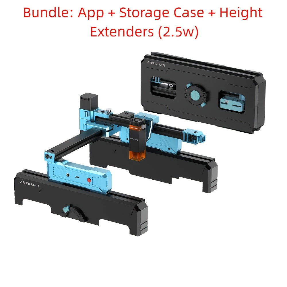 Artilume S1 Foldable Laser Engraver, Compact and Portable Design Ideal for Home Use and Travel. Features Blue Light with 2.5W/6W Power Output, Achieving Precision up to 0.01mm. Offers a Large Working Area of 200*150mm, Suitable for Engraving Various