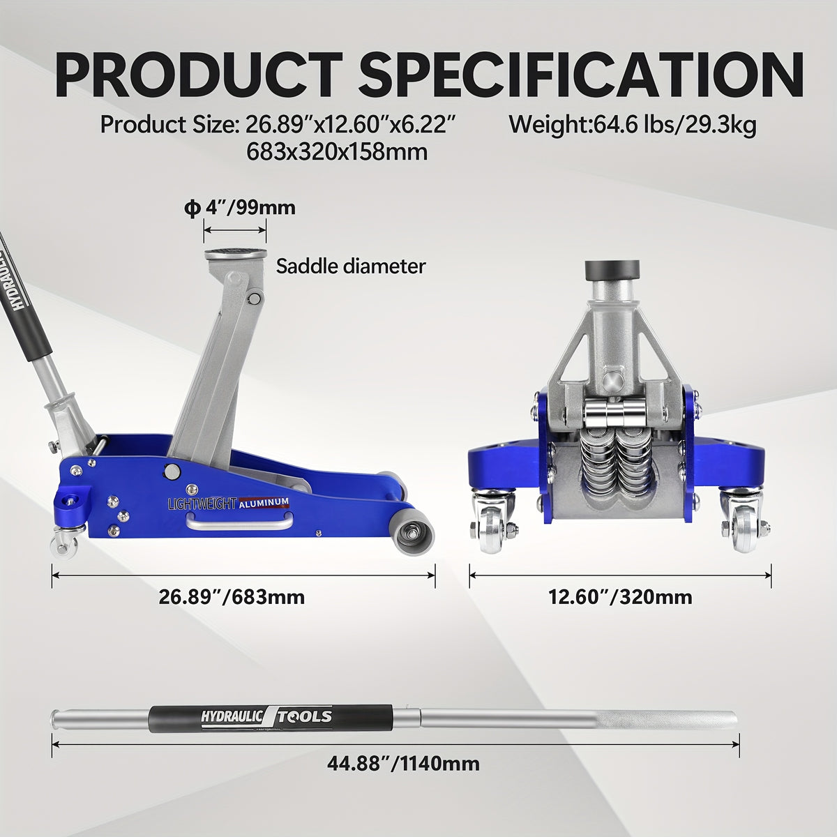 Hydraulic Low-Profile Racing Floor Jack Made of Aluminum And Steel, Featuring a Dual Piston Quick Lift Pump, Available in 1.5 Ton, 2.5 Ton, And 3 Ton Capacities