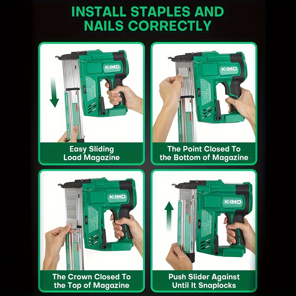 Cordless Brad Nailer and Stapler for Home Improvement and Woodworking, KIMO Battery-Powered Tool