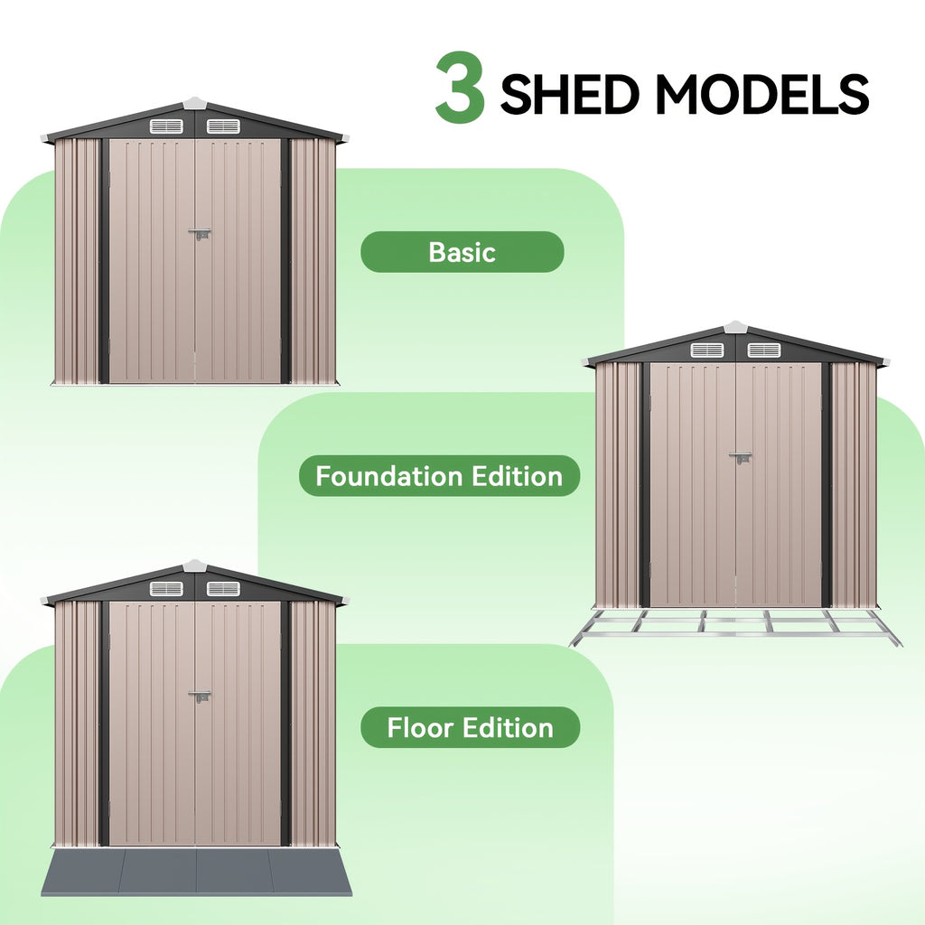 ULSMVOC 12X20X9.3/10X12/6X4 FT Metal Storage Shed - Outdoor Garden Shed Kit, Lockable Tool Shed, Backyard Shed with Double Hinged Doors, 4 Windows, Carport for Car, Truck, Bike And Lawn Mower & Equipment, Brown