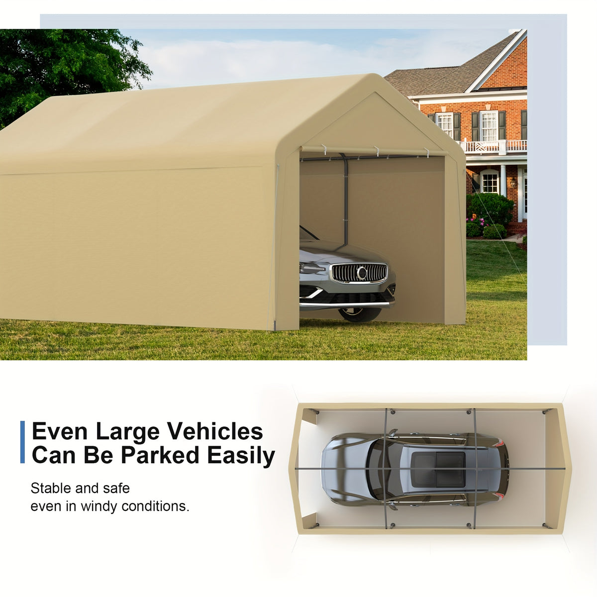 Carport 10X20 Ft Canopy Steel Canopy Storage Shed, Portable Garage Party Tent, Portable Garage with Removable Sidewalls And Doors All-Season Tarp for Carport, Parties, Weddings