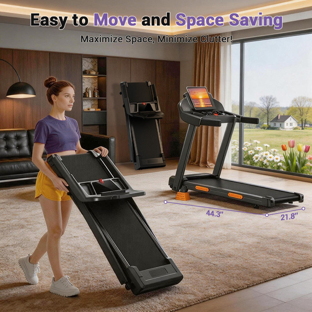4 IN 1 Treadmills for Home with 13% Incline, 3.0HP Quiet Foldable Treadmill with Handle Bar Up to 330lbs Capacity.