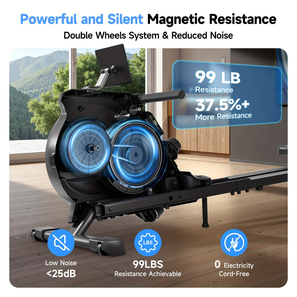Row Machine with Comfortable Seat, Quiet Rowing Machines for Home, Magnetic Rower with 16-Level Resistance & 350LB Weight Capacity, Support Tablet Holder, Foldable Rowing Machine, Rowing Exercise Equipment, Rowing Machine Exercise, Cardio Workout, Indoor