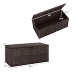 180 Gallon Wicker Deck Box, Weatherproof Lockable Storage Bench with Faux Wood Grain for Patio Cushions Garden Pool Supplies, Box, Cabinet, Rack for Outdoor Storage