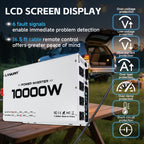 LVYUAN Power Inverter, 10, 000 W (Peak), 12V DC to 110V/120V AC Converter, Suitable for Homes, Rvs, Boats, Off-Grid Solar Systems, And Vehicles. Features USB Charging Ports, 4 AC Power Outlets, Dual USB Ports, an LCD Display, And A Remote Control