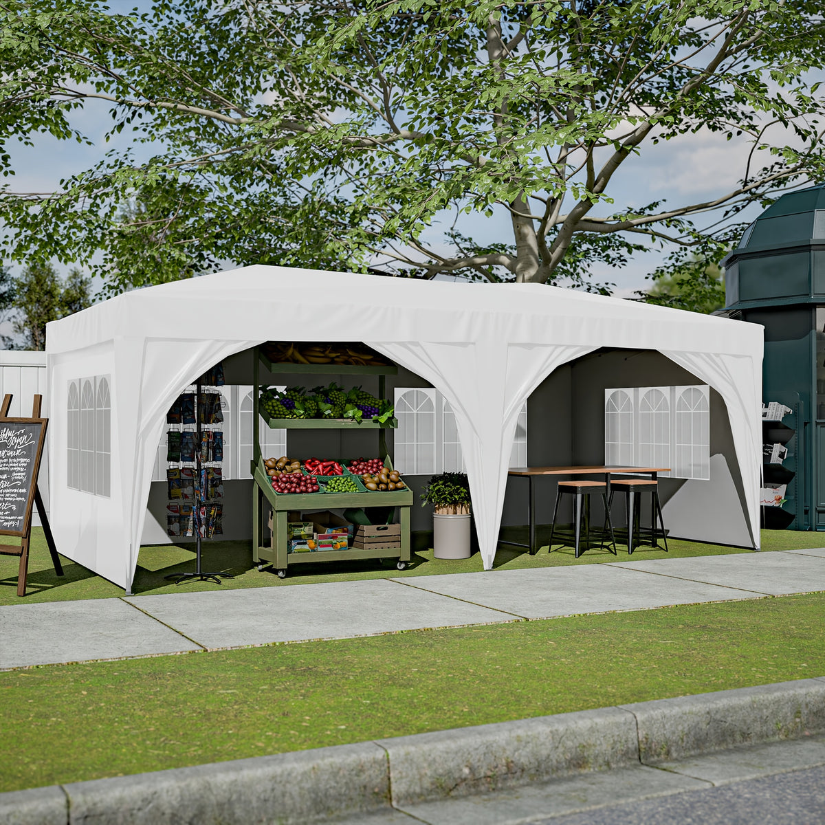 10x20ft Pop Up Canopy with 6 Sidewalls, Setup Canopy Tent with 6 Sandbags, Waterproof Shade 10x20, Outdoor Canopies for Parties Weddings Backyard Waterproof Commercial Instant
