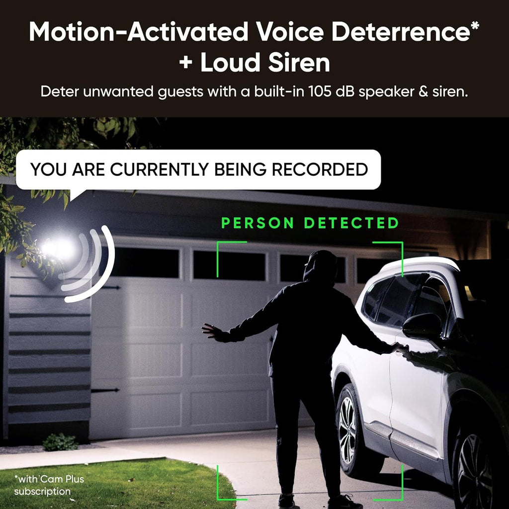 WYZE Floodlight Camera v2, 2800-Lumen LEDs, 2K HD Outdoor Security Camera, 160° Wide View, Motion Activated Light, 105dB Siren, Color Night Vision, Compatible with Alexa & Google Assistant, Wired, White