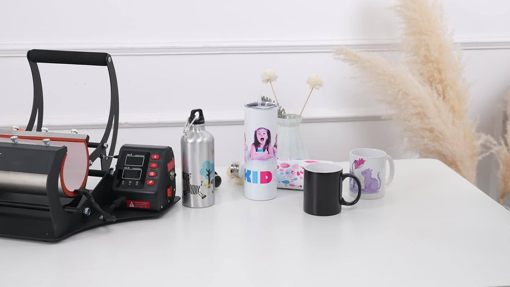 Tumbler Heat Press Machine, Mug Cup Press Heat Up Fast & Even for 12oz-30oz Sublimation Blank Skinny Tumbler with Heat Tape Gloves & Adjustable Sleeves Transfer Sublimation for Easy  Cylindrical