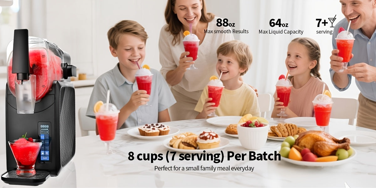 88oz Heavy-Duty Commercial/ Slushie Machine with 12-Hour Continuous Cooling & Self-Cleaning - 5-in-1 Margarita/Milkshake/Wine/Cocktail Maker, ABS Frozen Drink Dispenser for Parties, Weddings, Bars (No Compatible with)