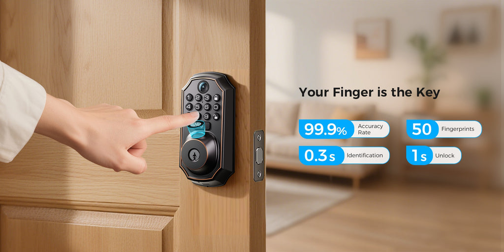 Smart Keypad Door Lock - Keyless Entry Door Lock - Front and Rear Locks and Doorbell - Remote Control, Fingerprint, Two-Way Voice Video and Call, Photo, Recording, APP Control, Voice, 150 Code Smart Deadbolt Lock - Anti-Peeping Password