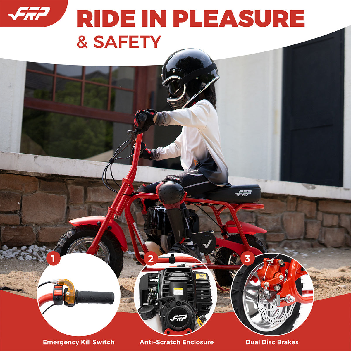 39cc 4-Stroke Gas Powered Mini Dirt Bike, No Fuel Mixing Required, Tool-Free Assembly, Heat Shield Protection, Top Speed 17 MPH, Off-Road Trail Pit Bike for Backyard Adventure, Birthday Gift Idea