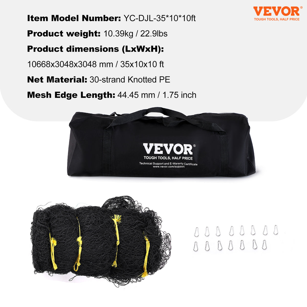 VEVOR Baseball Batting Netting, Professional Softball Baseball Batting Hitting Training Net, Practice Portable Pitching Cage Net with Door & Carry Bag, Heavy Duty Enclosed PE Netting, 35/55/70FT (NET ONLY)