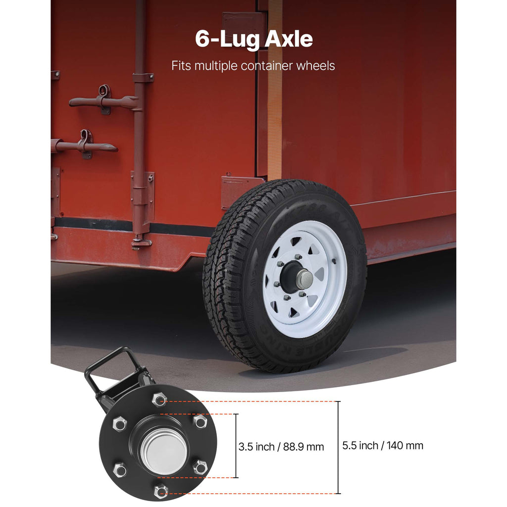 VEVOR Shipping Container Wheels 6-Lug / 8-Lug Wheels Kit, Heavy Duty Shipping Container Axle with Ratchet Tie Down-Moves 20 ft - 40 ft, Secure Transport for Dock, Warehouse, Construction Site, Black
