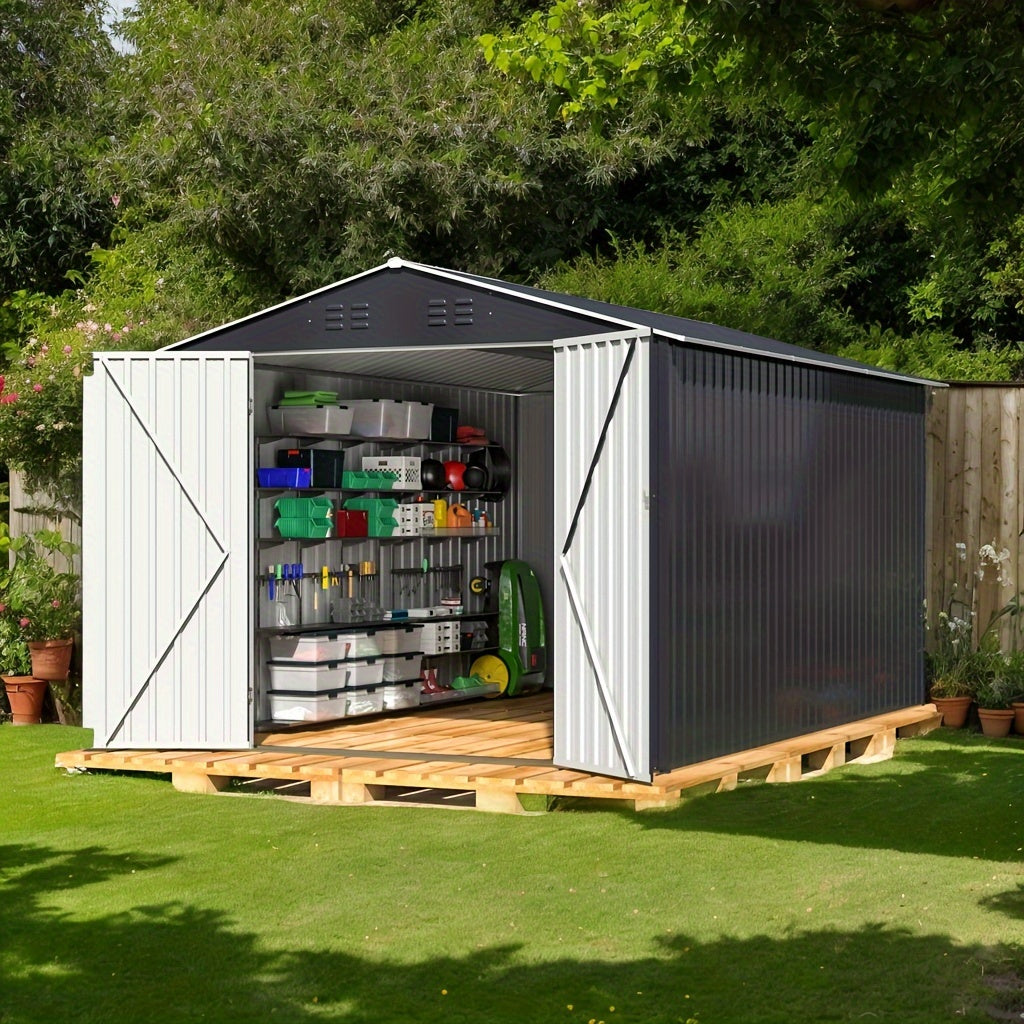 Paitomax Outdoor Storage Shed, Featuring an Improved Frame Design And Secure Lockable Doors, Metal Tool Shed Ideal for Your Backyard, Garden, Patio, Or Lawn, Grey Color