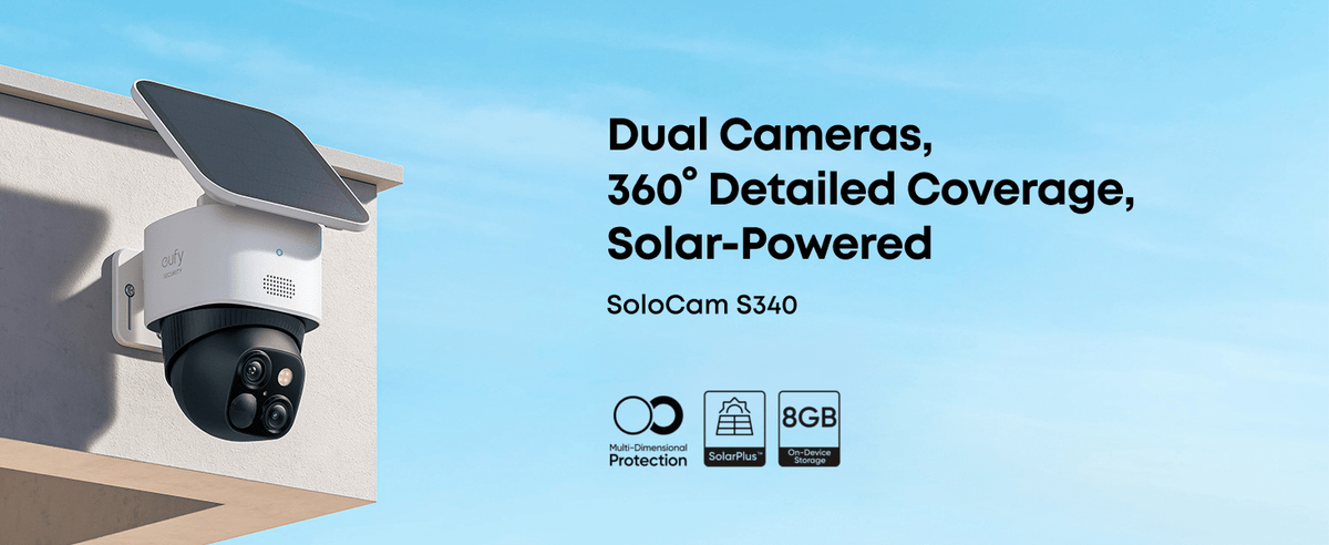 eufy Security 6/4/2/1 Pack SoloCam S340 with HomeBase S380, Solar Security Camera 4-Cam Kit, Wireless Outdoor Camera, 360° Pan and Tilt Surveillance, No Blind Spots, 2.4 GHz Wi-Fi, No Monthly Fee