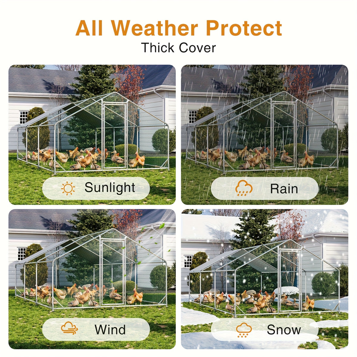 Nordivale Large Metal Chicken Coop with Winter Wrap Cover - 10x6.7x6.4ft/20x10x6.4ft Walk-in Chicken Run for Hens/Ducks/Rabbits, All-Weather Poultry Pen with Lock for Outdoor and Backyard, Farm, Duck Rabbit Cage Poultry Pen