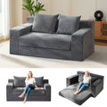 Convertible Sofa Bed, 3in 1 Loveseat Folding Couch Bed Foldable - Boneless Couch & Floor Futon Sleeper, Corduroy Pull Out Sofa Bed with 4 Pillows for Living Room