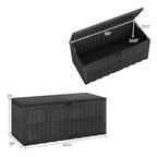 180 Gallon Wicker Deck Box, Weatherproof Lockable Storage Bench with Faux Wood Grain for Patio Cushions Garden Pool Supplies, Box, Cabinet, Rack for Outdoor Storage