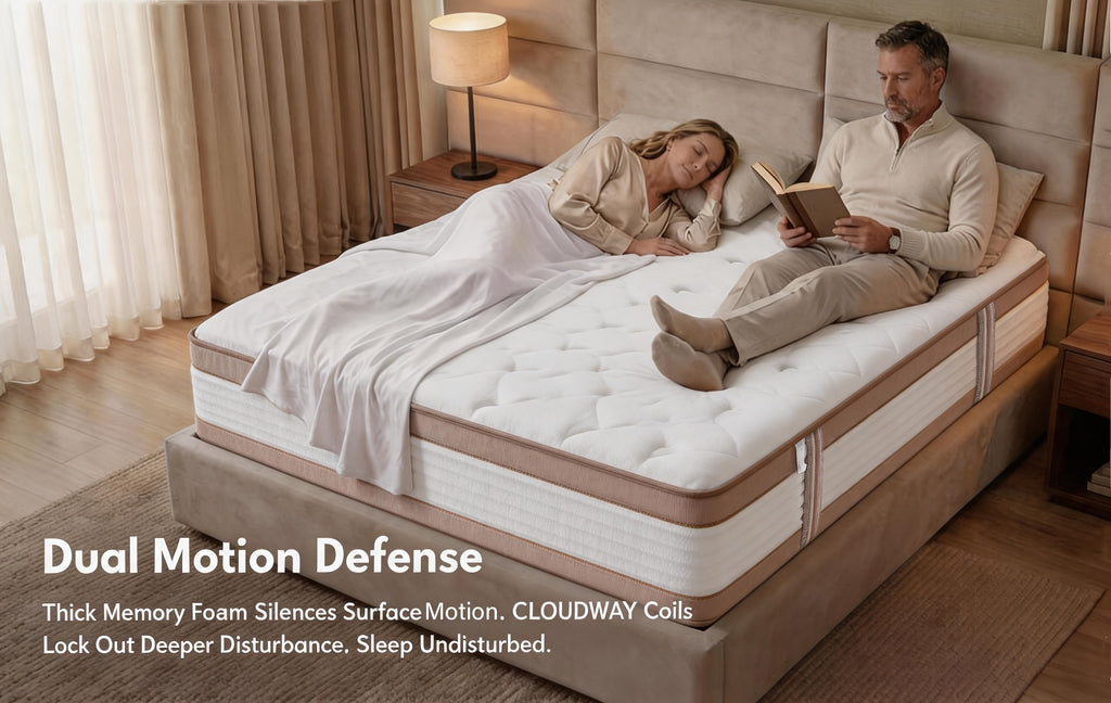Queen Size 12/14 Inch Mixed Mattress Box - Memory And Spring Bed with Sports Isolation, Medium Hardness, Allergy Resistant Mattress Box Design, No Bedbox/Base Required, Easy to Install (Suitable for Full/Queen/King Sizes)