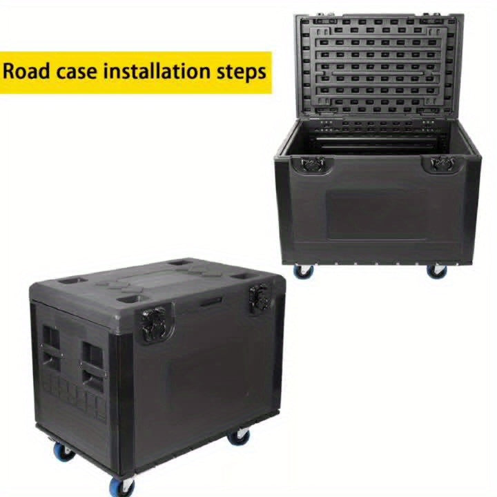 1pc Black Cable Trunk, ATA Road Case, Heavy Duty Utility Road Trunk Flight Case With Wheels, High Density Polyethylene (HDPE), Truck Pack Size Transport For Pro Audio And DJ Touring, Two Sizes Are Available