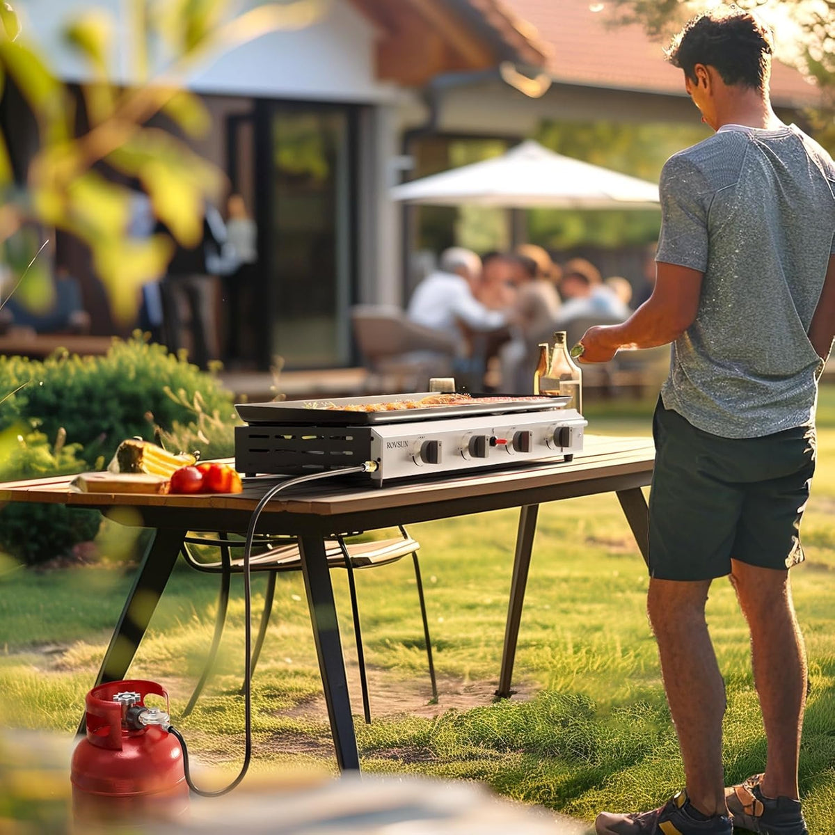 Portable Propane Griddle by MEFEIR — Four Adjustable Burners, 426-Square-Inch Cooktop and Piezo Ignition