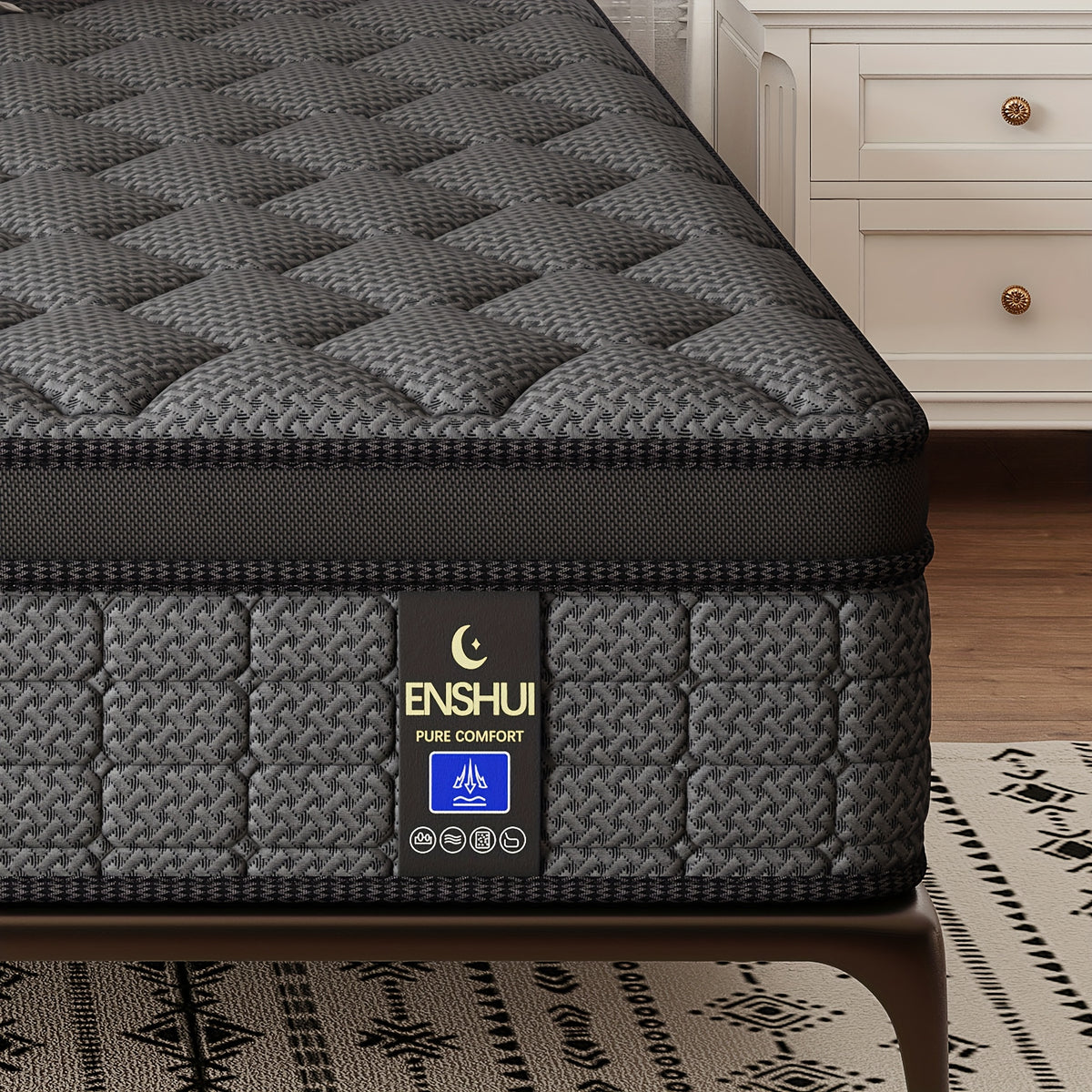 14 Inch Twin, Full, Queen, King, Sizes High Quality Innerspring Hybrid and Cooling Gel Memory Foam Mattress with Motion Isolation Medium Firm, Supportive Layer, Supportive Edge, Breathable Material, Hypoallergenic Material, Edge Support, Hot