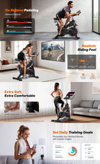 MERACH Exercise Bike Indoor Cycling Bike with 350lbs Weight Capacity & 40 Lbs Flywheel LED Monitor Free APP, Stationary Bike for Cardio Workout, Workout Equipment for Home Gym