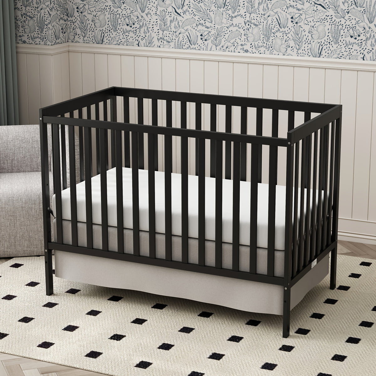 Goldzone Crib 5in 1 Convertible, Wooden Newborn Essentials Convertible to Toddler Bed, Sofa Bed and Full Size Bed, Baby Cribs with 4 Adjustable Bases for Nursery Decor, Baby Stuff Clearance, Item Weight: 37lbs, Maximum Weight Recommendation: 50lbs
