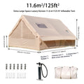Inflatable Camping Tent（Optional: Skylight, Stove Jack） for 4-6 Person,4 Season Camping Tent, Large Luxury Air Tent with Manual Pump, Easy Setup Portable Glamping House, High Quality Windproof Family Outdoor Shelter Best Valentine's Day Gifts