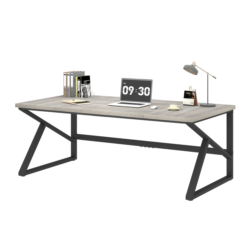 [Extra Long Computer Desk] 70 Inch Extra Long Computer Desk, Industrial Metal Wood Home Office Desk, Large PC Laptop Table For 2 Person Executive Writing Work Study Gaming, Bedroom Living Room Dual Monitor Desk, Dark Gray