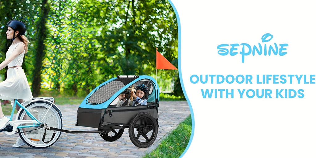 Bicycle Trailer, Double Seat Trailer, Large Tires, Foldable for 1 to 2 People, Maximum Load Capacity 88.18LB